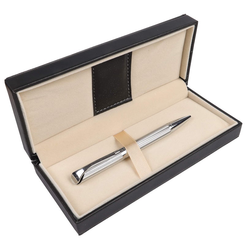 Penneed Ballpoint Pen for Men Women Executive Home Office Use, with Gift box Refillable 1.0mm Black Ink B5(Elegant Silver) - Image 1
